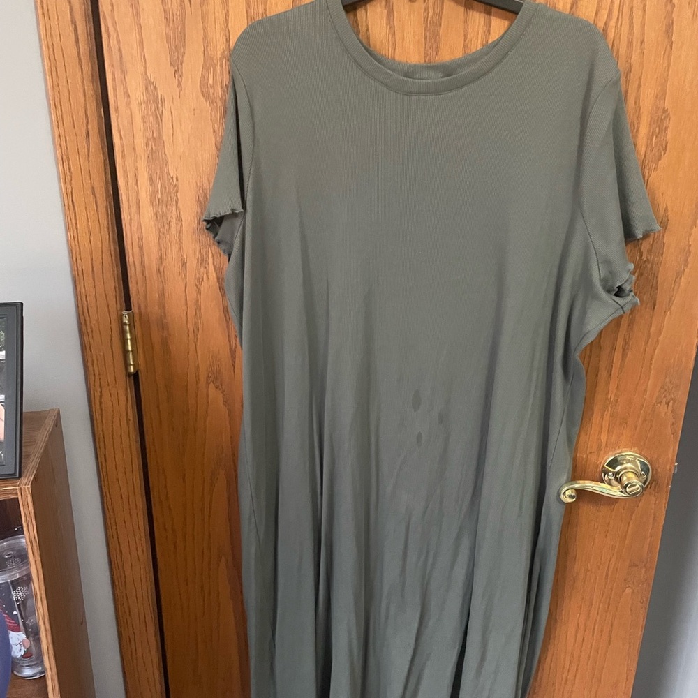 Casual Olive Green T-Shirt Dress